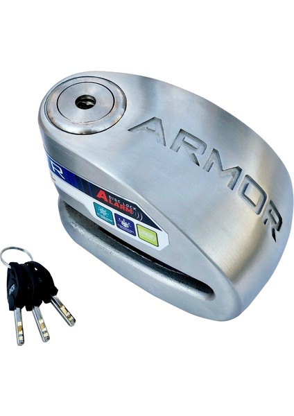 Armor 614 Mva Alarmlı Motorsiklet Disk Kilidi Mil Çapı 14MM Paslanmaz Çelik modelleri