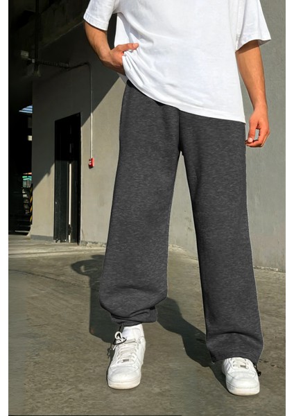 Paçası Ayarlanabilir Eşofman Altı Gri Siyah Füme