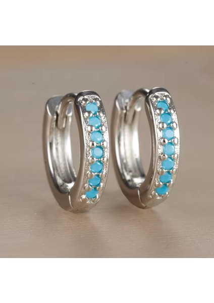 By Dilek Çetin Silver Kaplama 6 mm Firuze Taşlı Halka Piercing