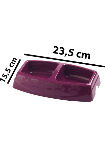2'li Küçük Yavru Kedi Mama ve Su Kabı 23,5 x 15,5 cm Plastik