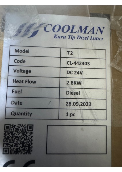 T2 CL-442403 Coolman Webasto Tipi Thermon 2 Manuel Dizel Isıtıcı 2.8 Kw