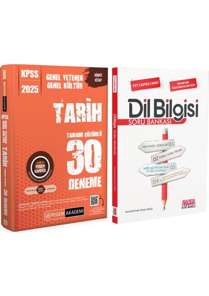 2025 Kpss Tarih Deneme ve Dil Bilgisi Soru Bankası Seti 2 Kitap