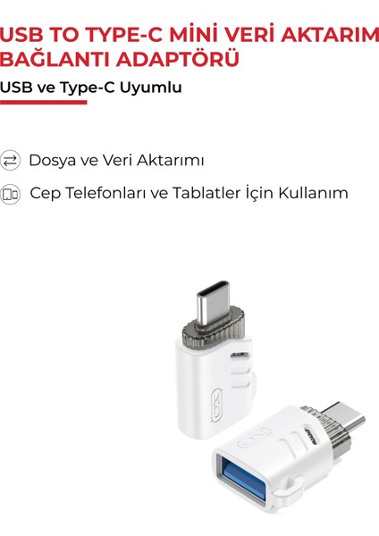 Usb-A To Type-C Mini Otg Adaptör - Yüksek Hızlı Veri Aktarımı, USB 3.0, Tak ve Çalıştır