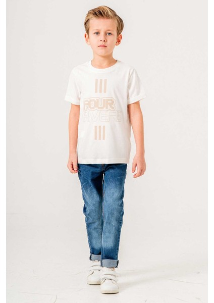 Çizgi Desenli Kot Pantolonlu 3 Parça Erkek Çocuk Gömlekli Takım modelleri