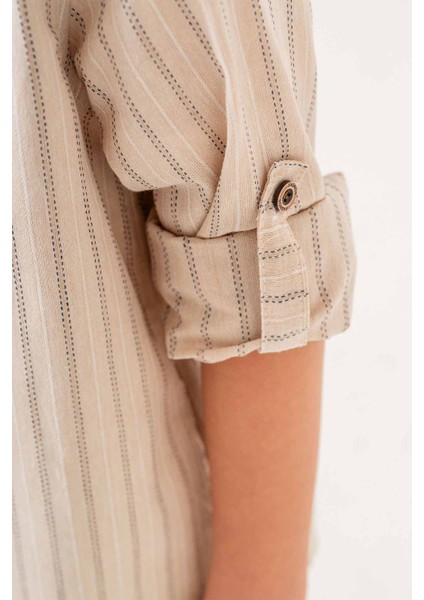 Çizgi Desenli Kot Pantolonlu 3 Parça Erkek Çocuk Gömlekli Takım indirimleri