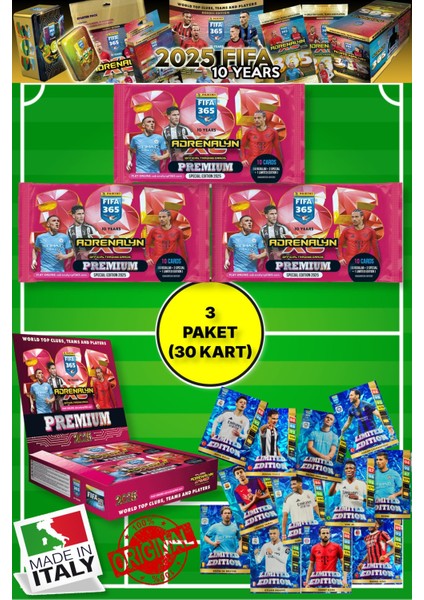 Panini Fifa 365 - 2025 Official Special Edition Premium Card Futbolcu Kartları - 3 Paket (30 Kart) fiyatları