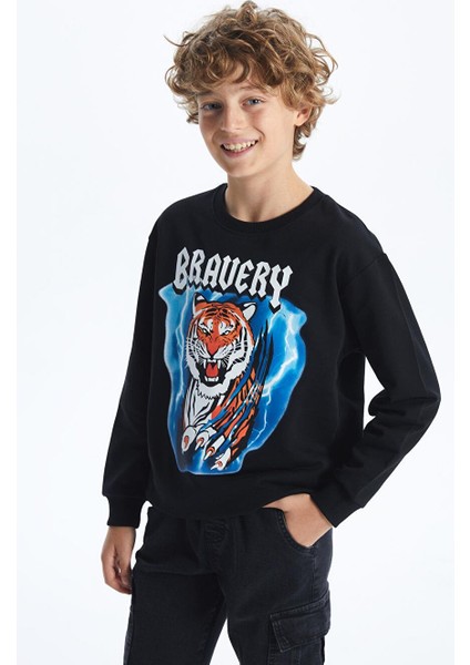 Bisiklet Yaka Erkek Çocuk Sweatshirt