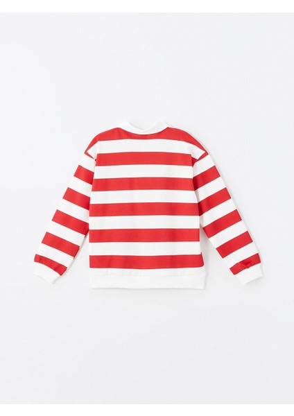 Kırmızı Polo Yaka Kız Çocuk Kalın Sweatshirt