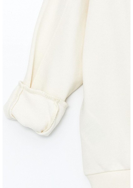 Ekru Kapüşonlu Baskılı Uzun Kollu Erkek Çocuk Sweatshirt modelleri