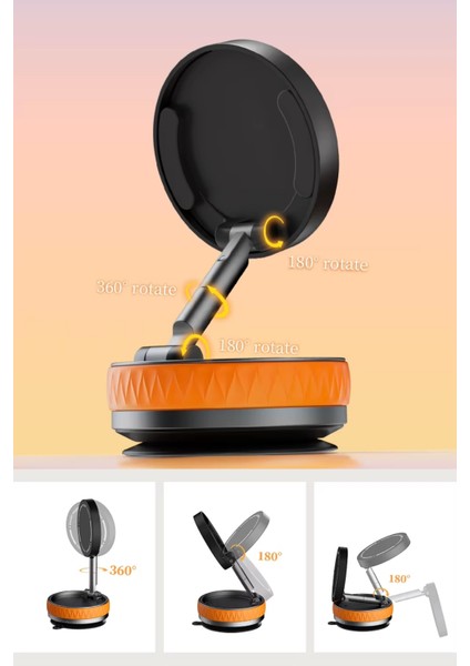 Wearfitpro K10B Ev Araba Her Alana Uyumlu 360 Derece Dönebilen Çok Açılı Magsafeli Vantuz Telefon Tutucu