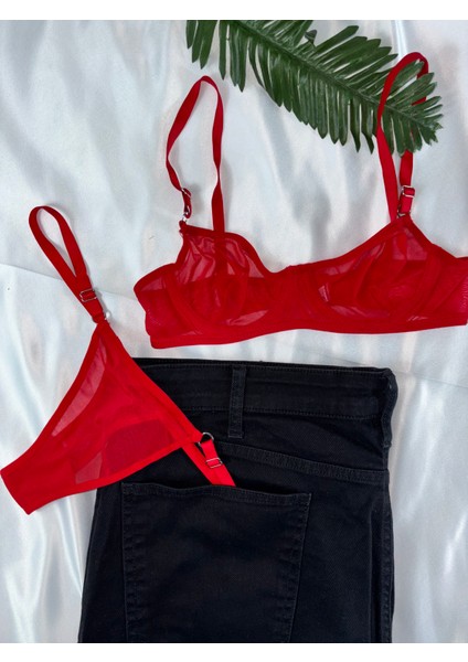 Kırmızı Bralet Sütyen Takımı (Sütyen Tanga)