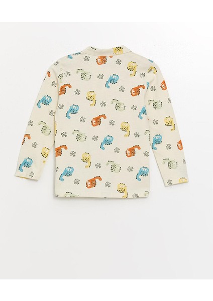 Polo Yaka Uzun Kollu Baskılı Erkek Bebek Pijama Takımı modelleri