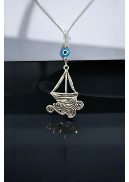 Metal Yelkenli Araba Dikiz Ayna Süsü, El Yapımı Cam Turkuaz Nazar Boncuğu Yeni Araba Hediyesi fırsatları