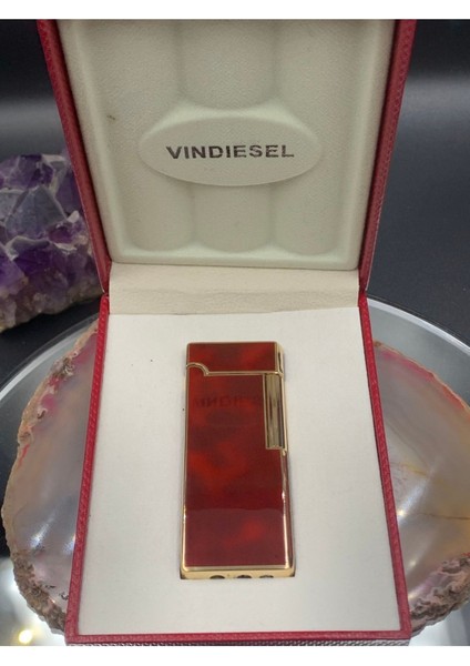 Vındıesel Kutulu Slim Çarklı Bordo Renk Hediyelik Çakmak