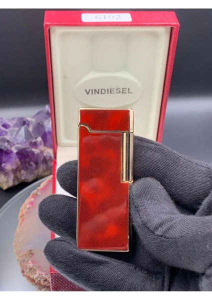 Vındıesel Kutulu Slim Çarklı Bordo Renk Hediyelik Çakmak