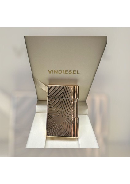 Yıldız Desenli Gold Çelik Gazlı Dupont Hediyelik Çakmak