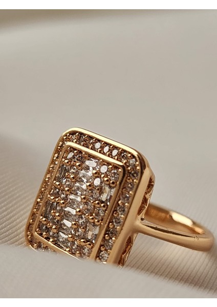 Baget Yüzük Zirkon Taş Rose Gold Çelik Yüzük fırsatları