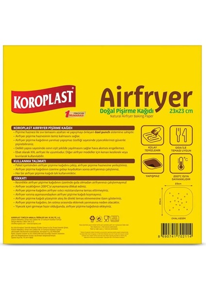 Airfryer Doğal Pisirme Kağıdı 20'li 23 x 23 cm x 3 Paket modelleri