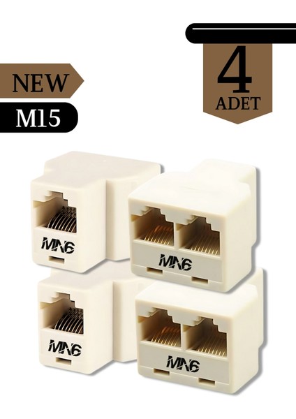 M15 Kablo BIRLEŞTIRICI/4ADET-3KABLO Girişli-Cat5/5e-Cat6-Uyumlu/lan Kablosu Birleştirici Ara Aparatı