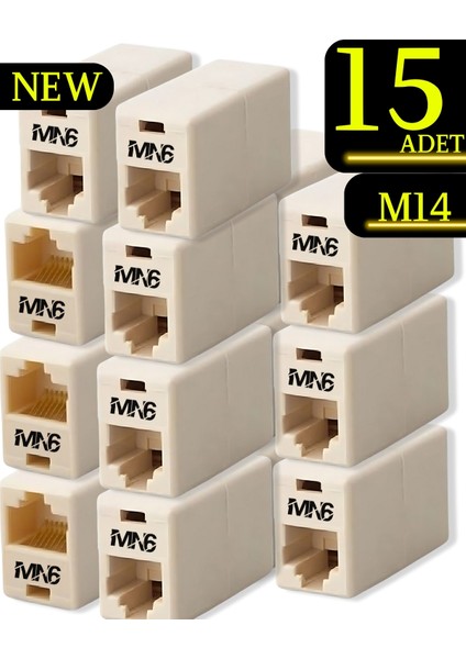 M14 Kablo BIRLEŞTIRICI/15 ADET-CAT5/5E-CAT6-UYUMLU/LAN Kablosu Birleştirici Ara Aparatı