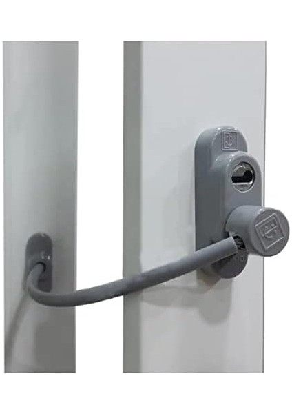 Penkid Çelik Halatlı Kablolu Pvc Pencere Emniyet Çocuk Güvenlik Kilidi 5 Adet (Gri)