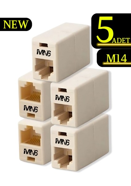 M14 Kablo BIRLEŞTIRICI/5ADET-CAT5/5E-CAT6-UYUMLU/LAN Kablosu Birleştirici Ara Aparatı