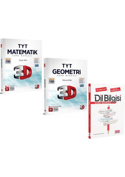 Tyt Matematik ve Geometri ile Dil Bilgisi Soru Bankası Seti 3 Kitap