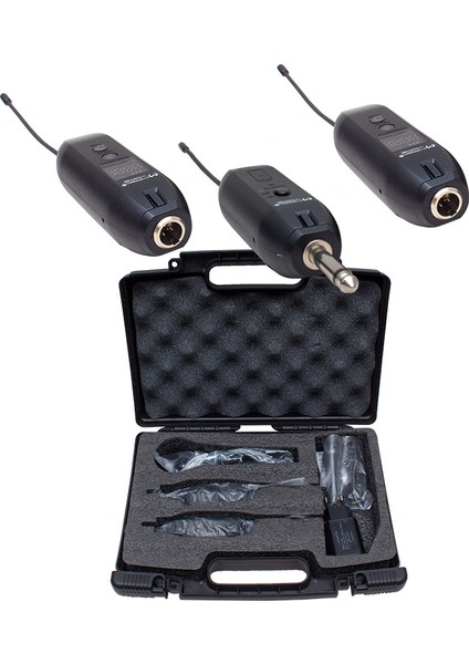 MV-19596 Uhf Enstrüman Tip Kablosuz Mikrofon Üçlü Set(Kürsü-Yaka Mikrofonlu)(Xlrli)
