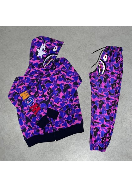 Bape Çocuk Alt Üst Takım Seti Eşofman Hırka Ikili Takım