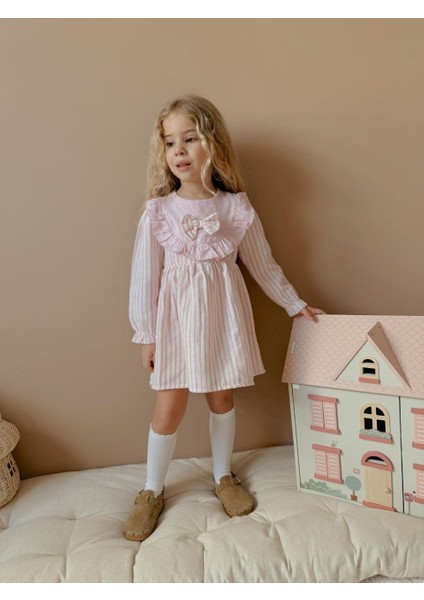 Pembe Çizgili Müslin Kumaş Elbise fırsatları