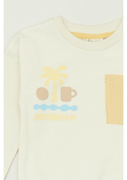 Pamuklu Palmiye Baskılı Cepli Unisex Çocuk Takım