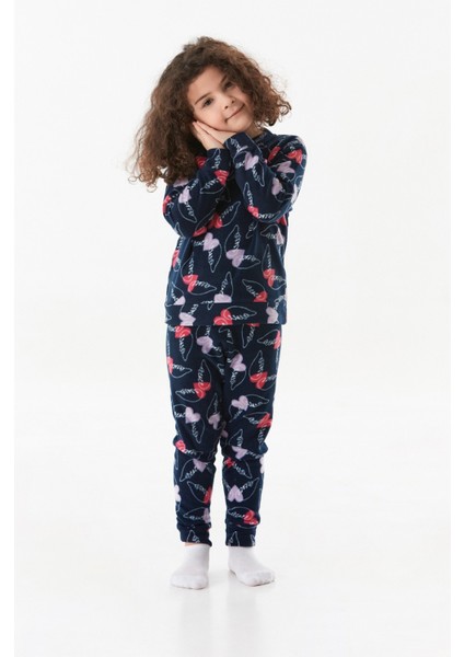 Kutup Ayısı Desenli Polar Kız Çocuk Pijama Takımı