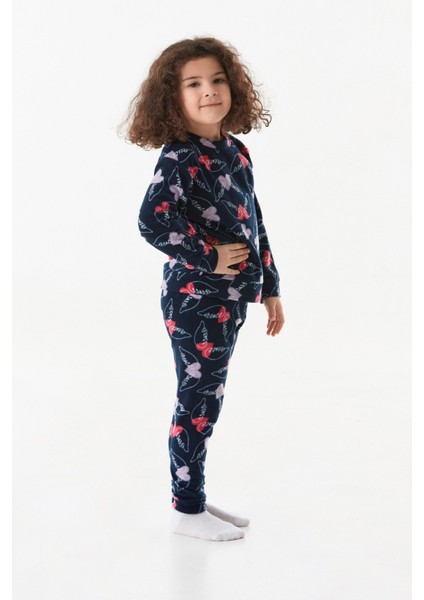 Kutup Ayısı Desenli Polar Kız Çocuk Pijama Takımı