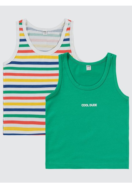 Erkek Çocuk 2'li Atlet Set 2-10 Yaş Yeşil