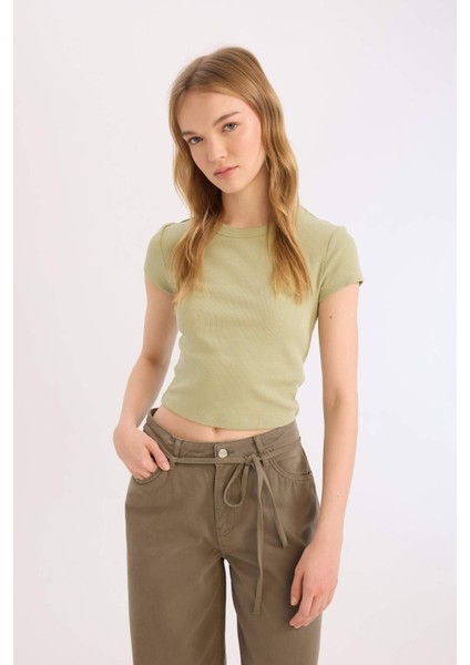 Coool Fitted Fitilli Kaşkorse Basic Düz Kısa Kollu Tişört E0287AX25SM modelleri