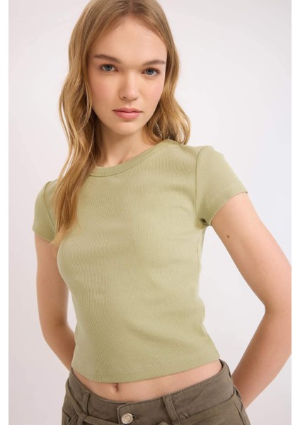 Coool Fitted Fitilli Kaşkorse Basic Düz Kısa Kollu Tişört E0287AX25SM fırsatları