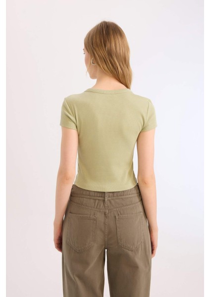 Coool Fitted Fitilli Kaşkorse Basic Düz Kısa Kollu Tişört E0287AX25SM indirimleri