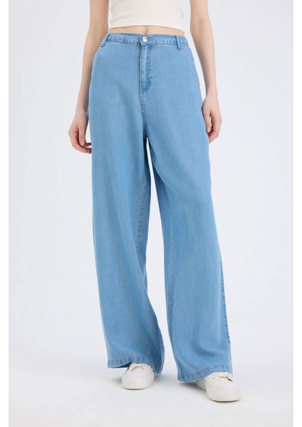 Pull On Wide Leg Yüksek Bel Uzun Tensel Yıkamalı Pantolon D8238AX25SM