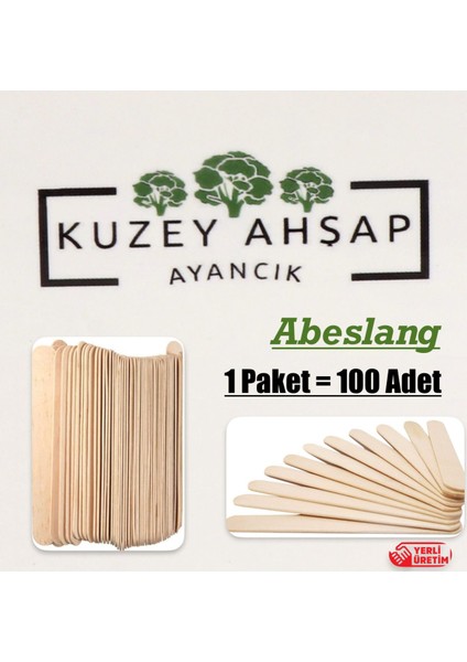 100 Lük Abeslang Tahta Dil Çubuğu Basacağı - Ağda Spatulası, Spatula Aremed Beybi Ahşap