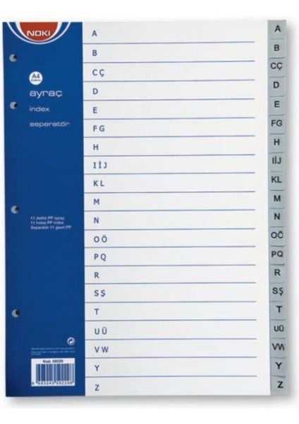 Ayraç Pp A-Z Türkçe Harf