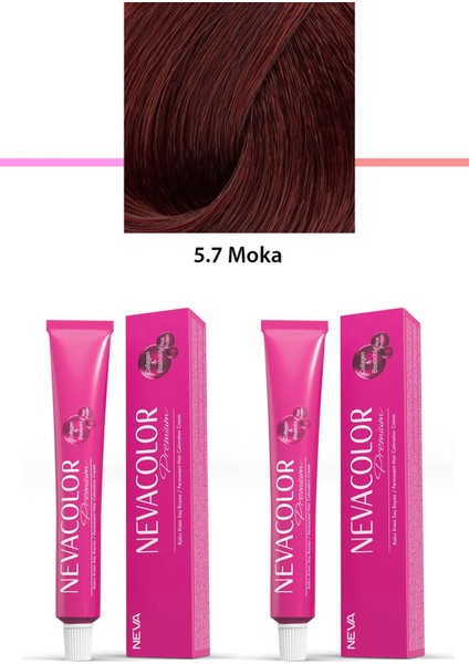 2 Li Set Premium 5.7 Moka - Kalıcı Krem Saç Boyası 2 x 50 G Tüp