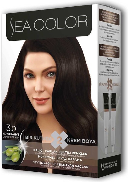 2 Tüp Krem Saç Boyası Seti Koyu Kahve No:3.0