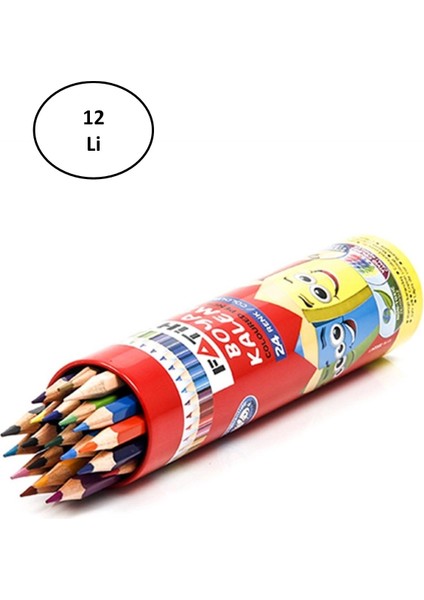 Kuruboya Tüplü 24 Renk Tam Boy 12'li