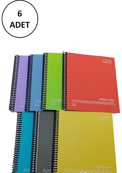 Fresco Spiralli Plastik Defter A4 144 Yaprak Çizgili GP.3-4940000-2011 6 Adet