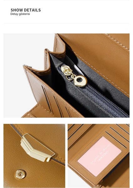 Çok Yönlü Moda Uzun Bayan Cüzdan Üç Katlı Clutch Cüzdan Kart Tutucu (Yurt Dışından)