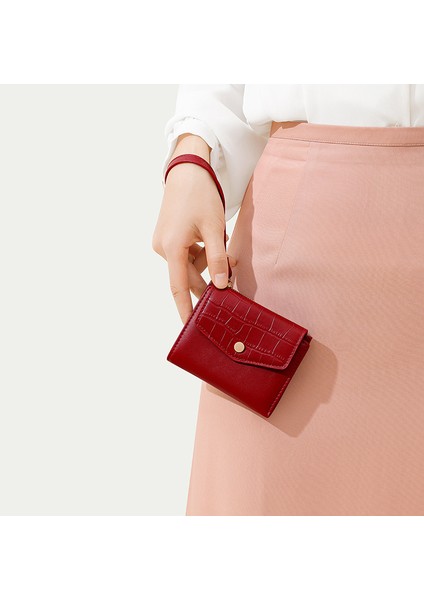 Moda Mini Kısa Clutch Cüzdan Bayanlar Katlanır Kimlik Kartı Tutucu (Yurt Dışından)