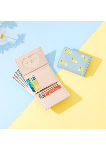 Baskılı Mini Kadın Üç Katlı Kısa Cüzdan Tatlı Çok Fonksiyonlu Depolama Moda Kart Tutucu Kart Tutucu (Yurt Dışından) fırsatları