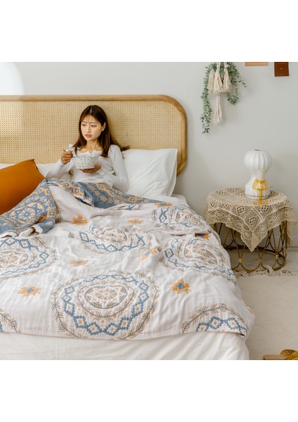 Bohem Tarzı %100 Pamuklu Ince Battaniye Çok Işlevli Battaniye 150*200CM Stil 1 (Yurt Dışından)