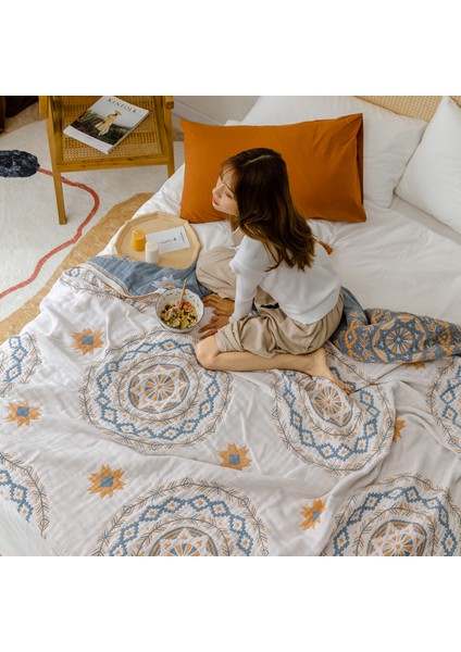 Bohem Tarzı %100 Pamuklu Ince Battaniye Çok Işlevli Battaniye 150*200CM Stil 1 (Yurt Dışından)
