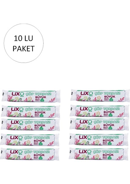 Büyük Boy Çöp Torbası 65 x 80 cm 10 Lu Rulo x 10 Paket = 100 Adet (Mavi)